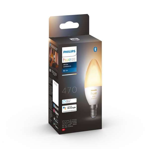 Led-älylamppu Philips Hue White Candle Ambience, E14, 2200-6500K, 1 kpl