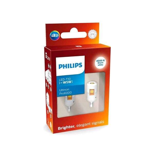 LED-poltinpari Philips Ultinon Pro6000 24V, T10, 4000K
