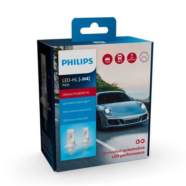 LED-ajovalopolttimot Philips Ultinon Pro9200 HL +400%, 1650 lm, H4