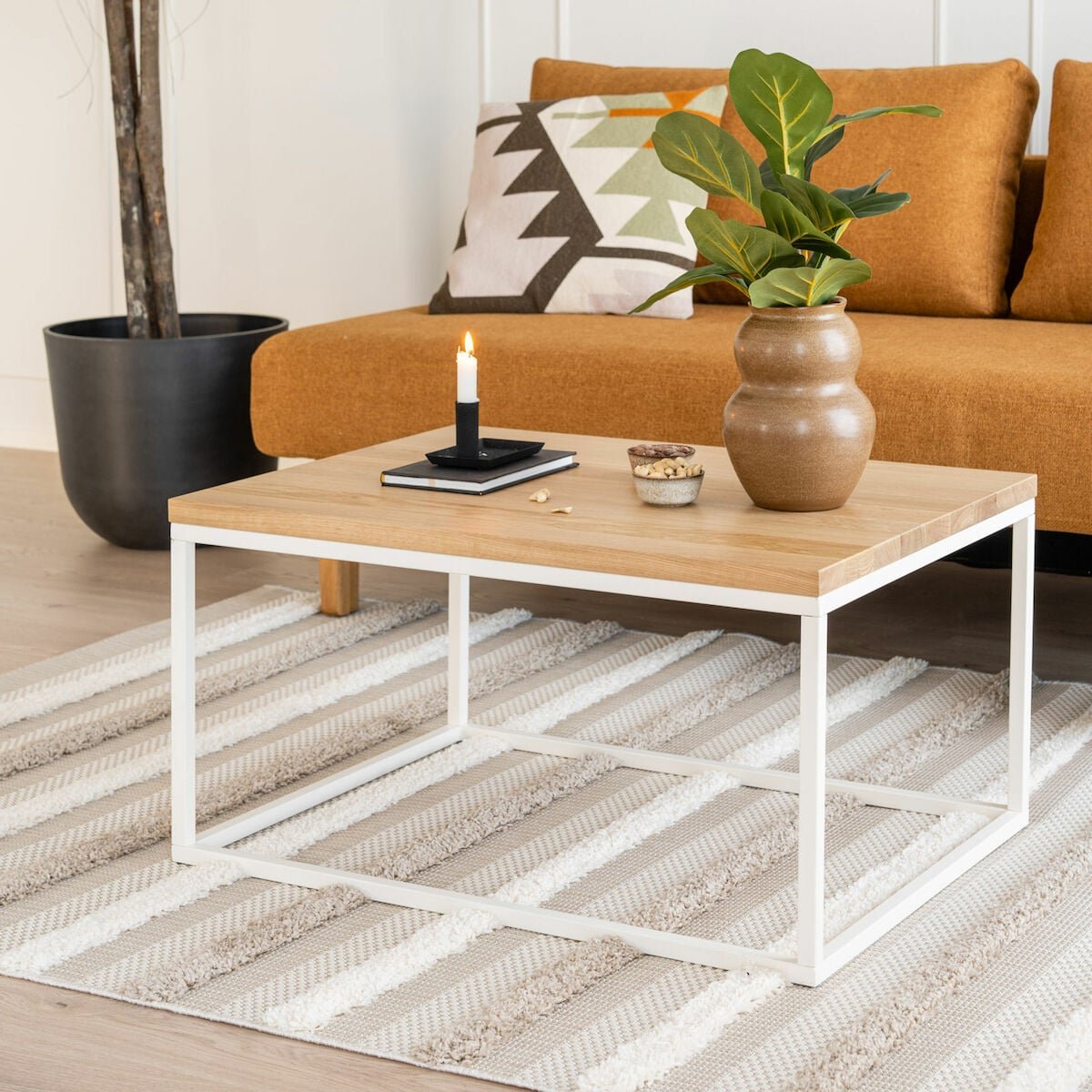 Poukama sohvapöytä 60x80 tammi/valkoinen