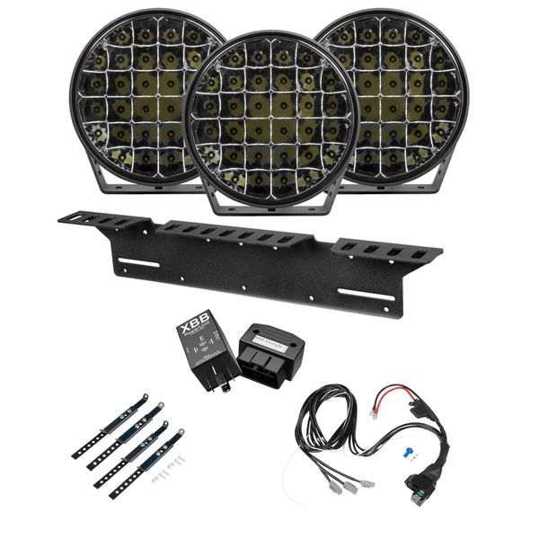 Lisävalo PURELUX 9110 - Pyöreä / 23 cm / 175W / Off-road, 3 kpl - Täydellinen setti + XBB Dongle&PowerUnit -kytkentärele