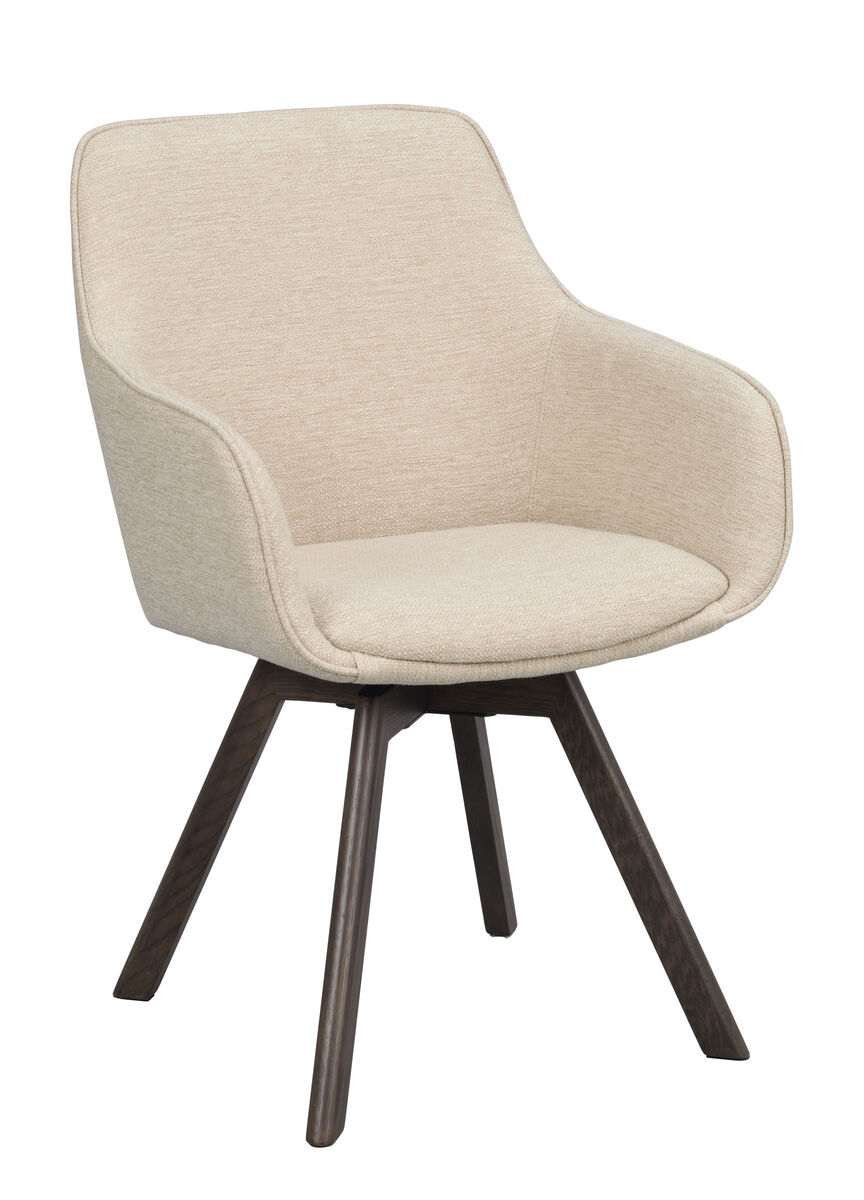 Rowico Home Alison tuoli käsinojilla vaalea beige kangas/ruskeat tammijalat