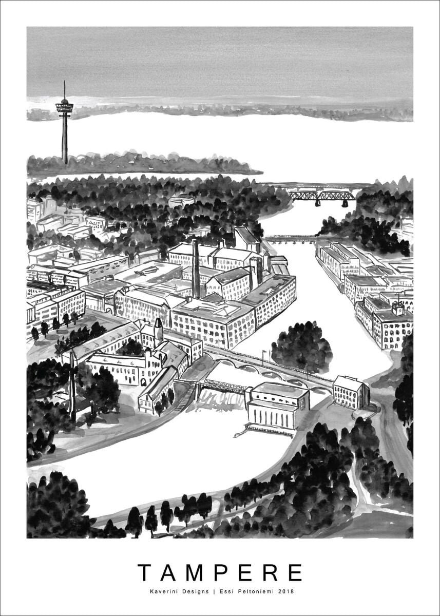 Kaverini Tampere kaupunkijuliste 50x70 cm