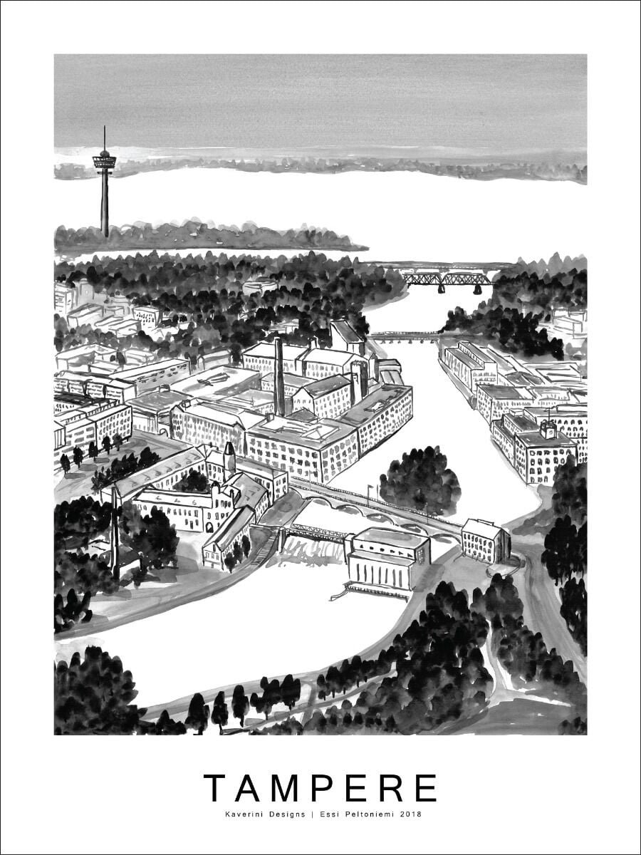 Kaverini Tampere kaupunkijuliste 30x40 cm