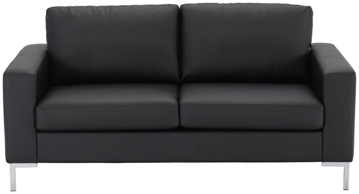 Toronto 2-istuttava sohva musta Madryt Noir 910 PU-keinonahka, metallijalat