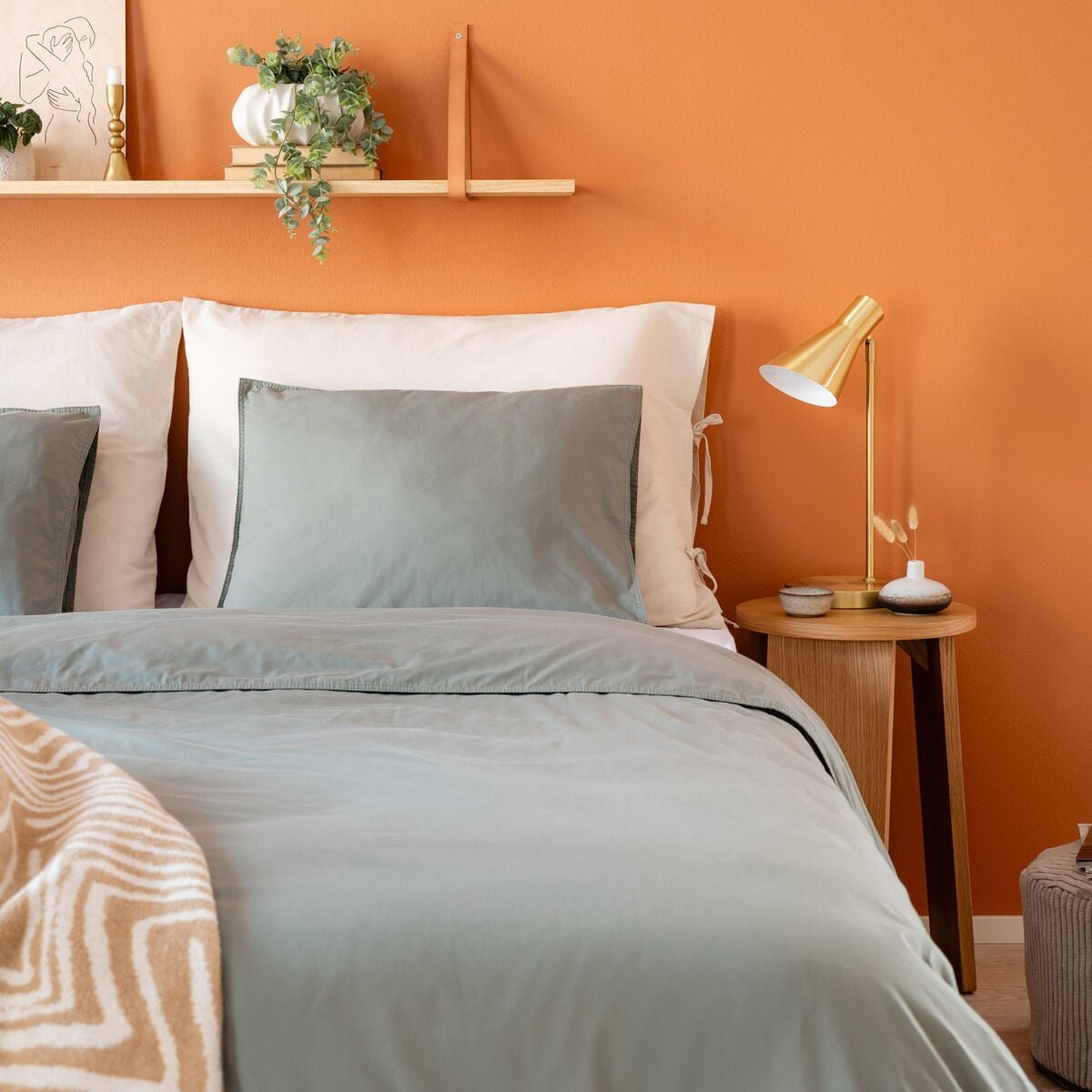 Tuuli pussilakanasetti 150x210 cm + 50x60 cm jäkälänvihreä