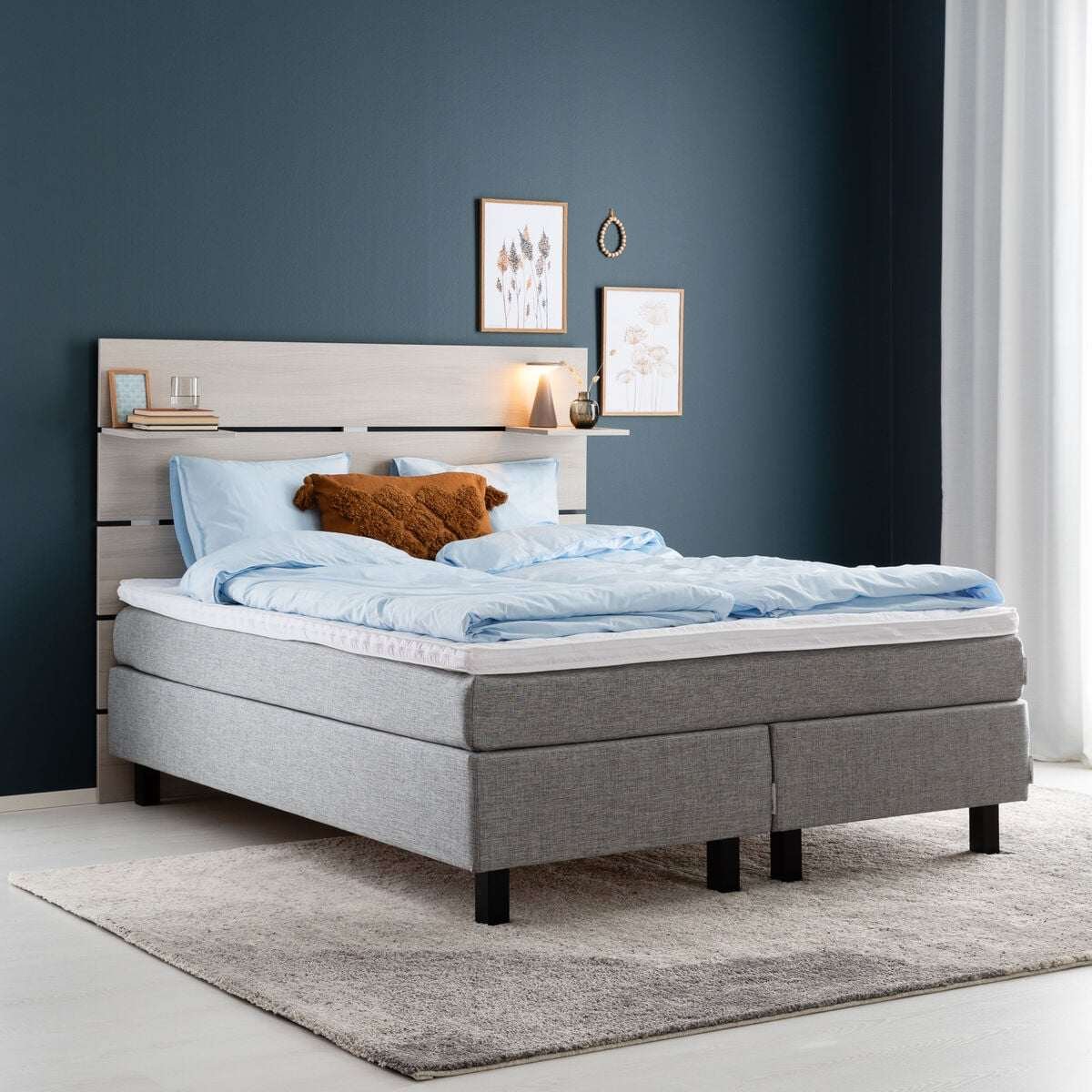 Unia Basic jenkkisänky 160x200 cm relax pp, mustat jalat,  harmaa Ibiza