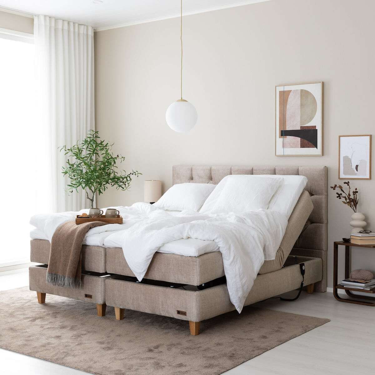 Unia Platina moottorisänky 180 M/L Stylex, tammi jalat, beige Vogue 02