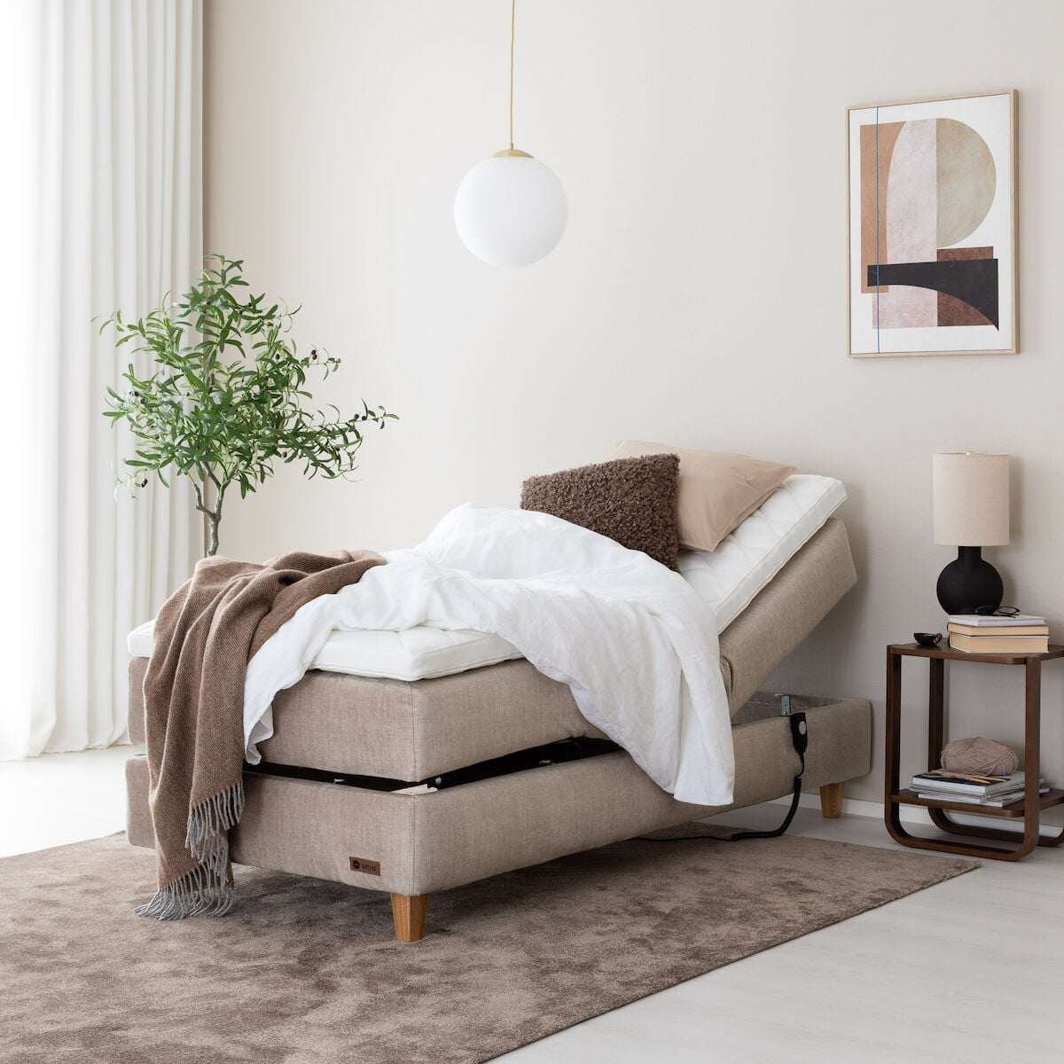 Unia Platina moottorisänky 90 M Stylex, tammi jalat, beige Vogue 02