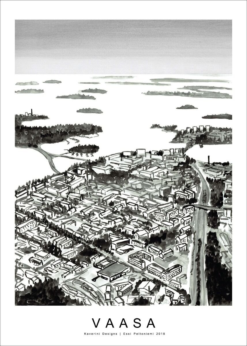 Kaverini Vaasa kaupunkijuliste 50x70 cm