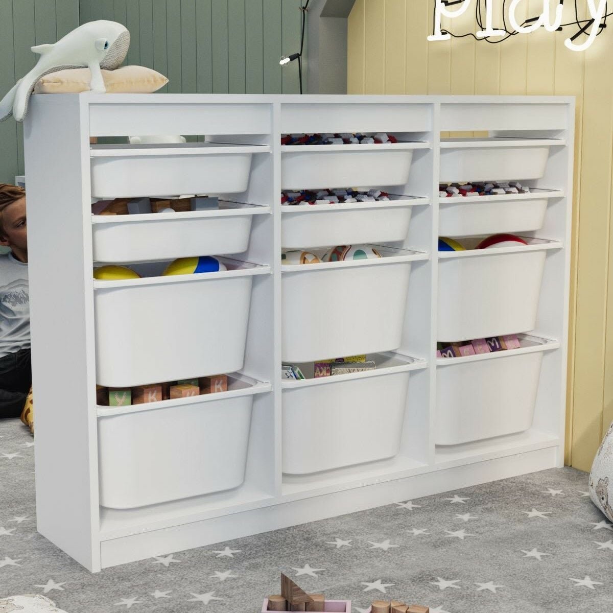 Vivano Boxi laatikosto 12-osainen valkoinen