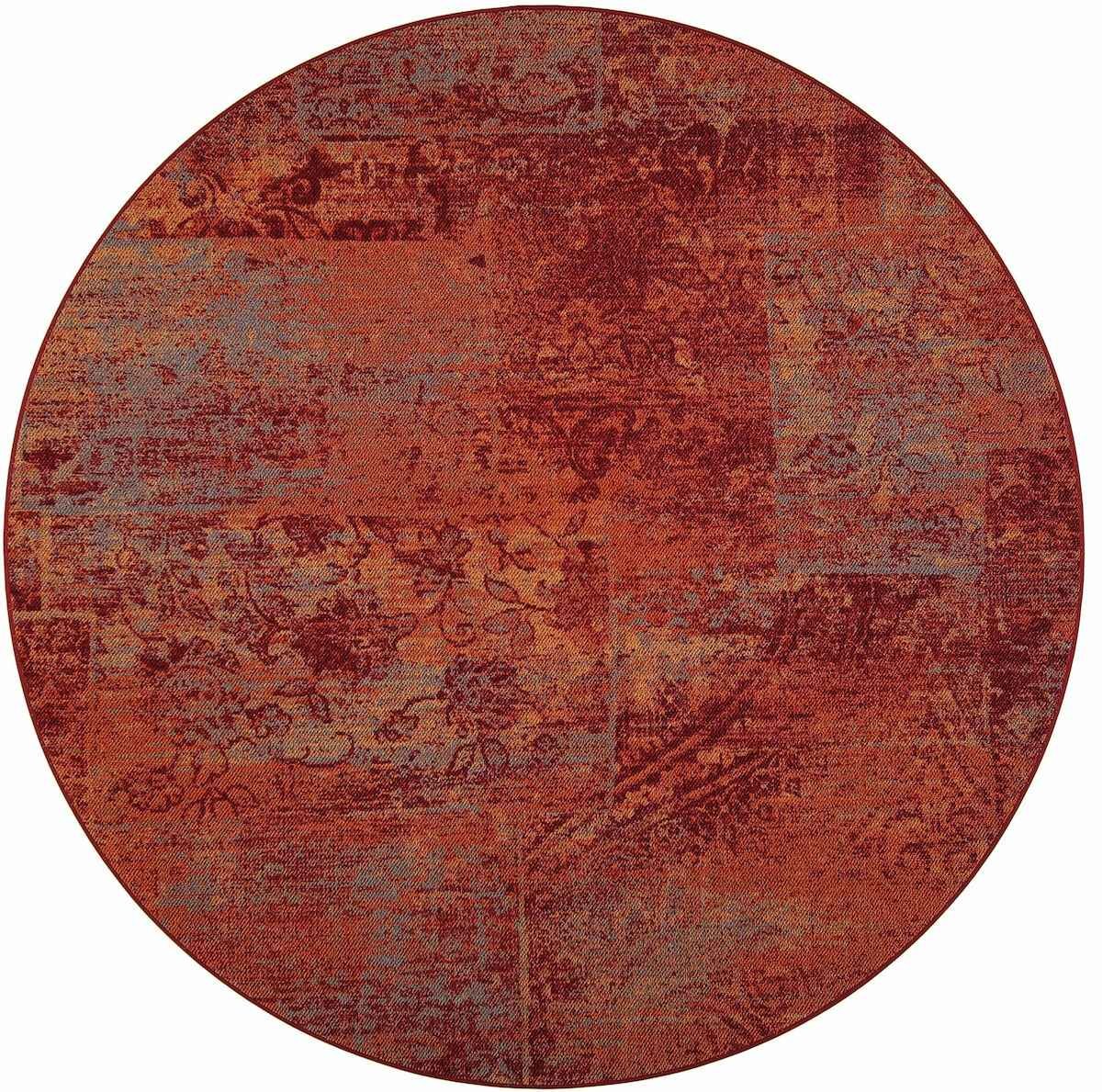 VM Carpet Rustiikki matto 133 cm pyöreä puna-oranssi 14 kantti 5857