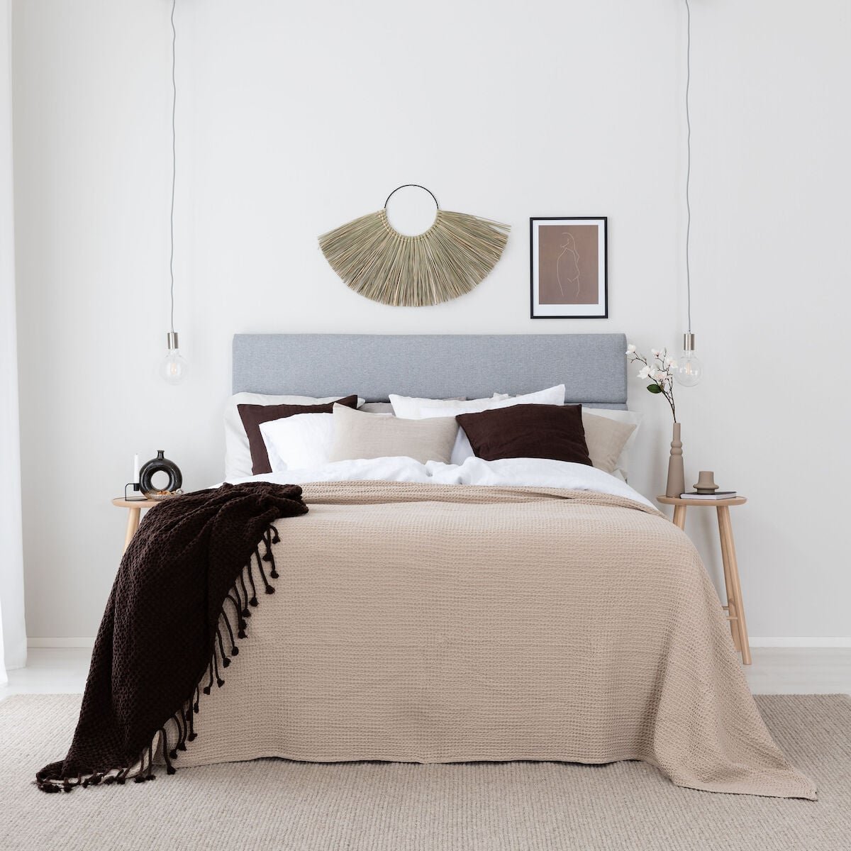 Vohveli päiväpeitto 150x260 cm hiekka