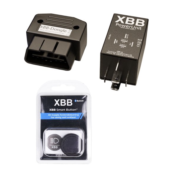 Kytkentärele lisävaloille XBB - OBD Dongle&PowerUnit, Dongle&Powerunit + Smart Button (Lukija, rele ja kytkin)