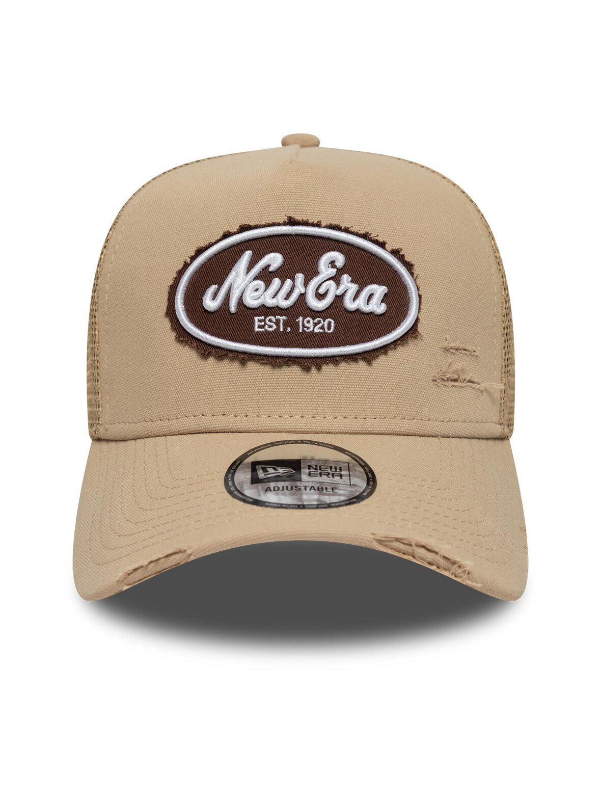 Oval canvas distress trucker -lippalakki