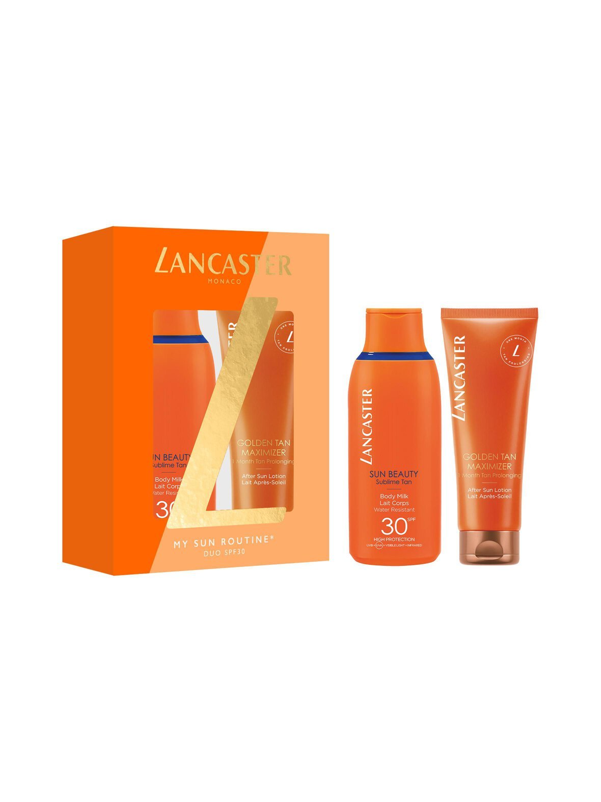 Sun beauty body milk spf30 + golden tan maximizer after sun lotion -pakkaus