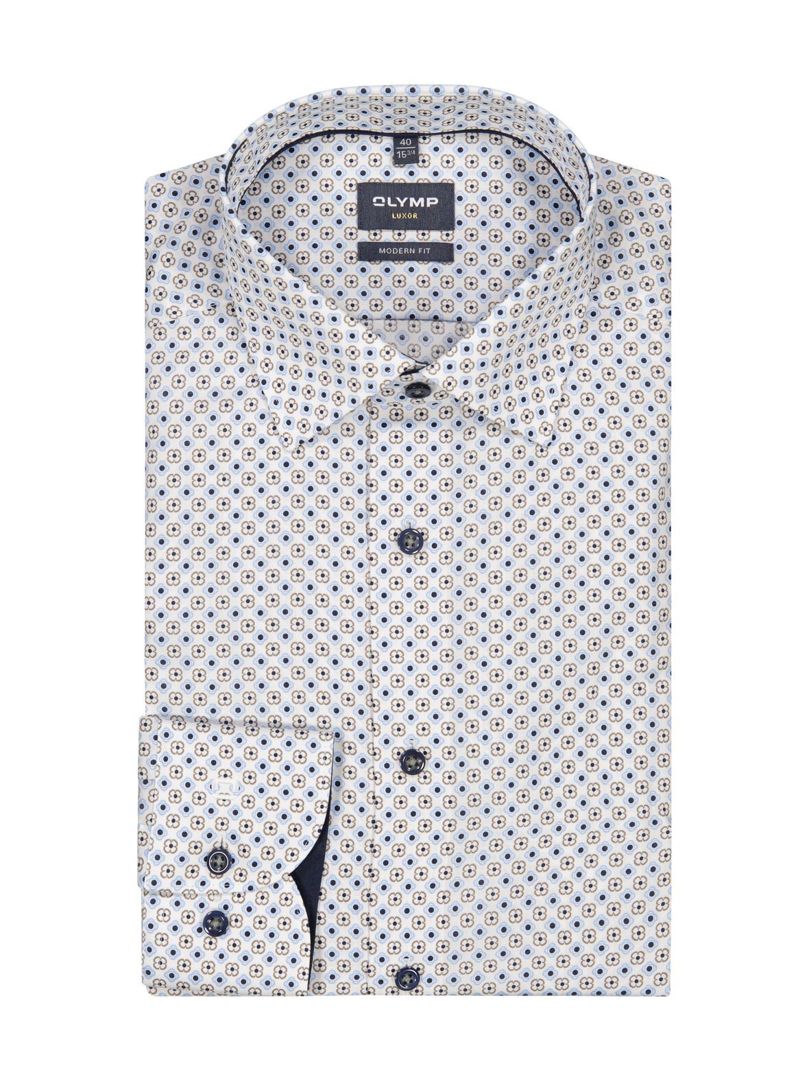 Modern fit extra long sleeve allover print -kauluspaita, erikoispitkät hihat