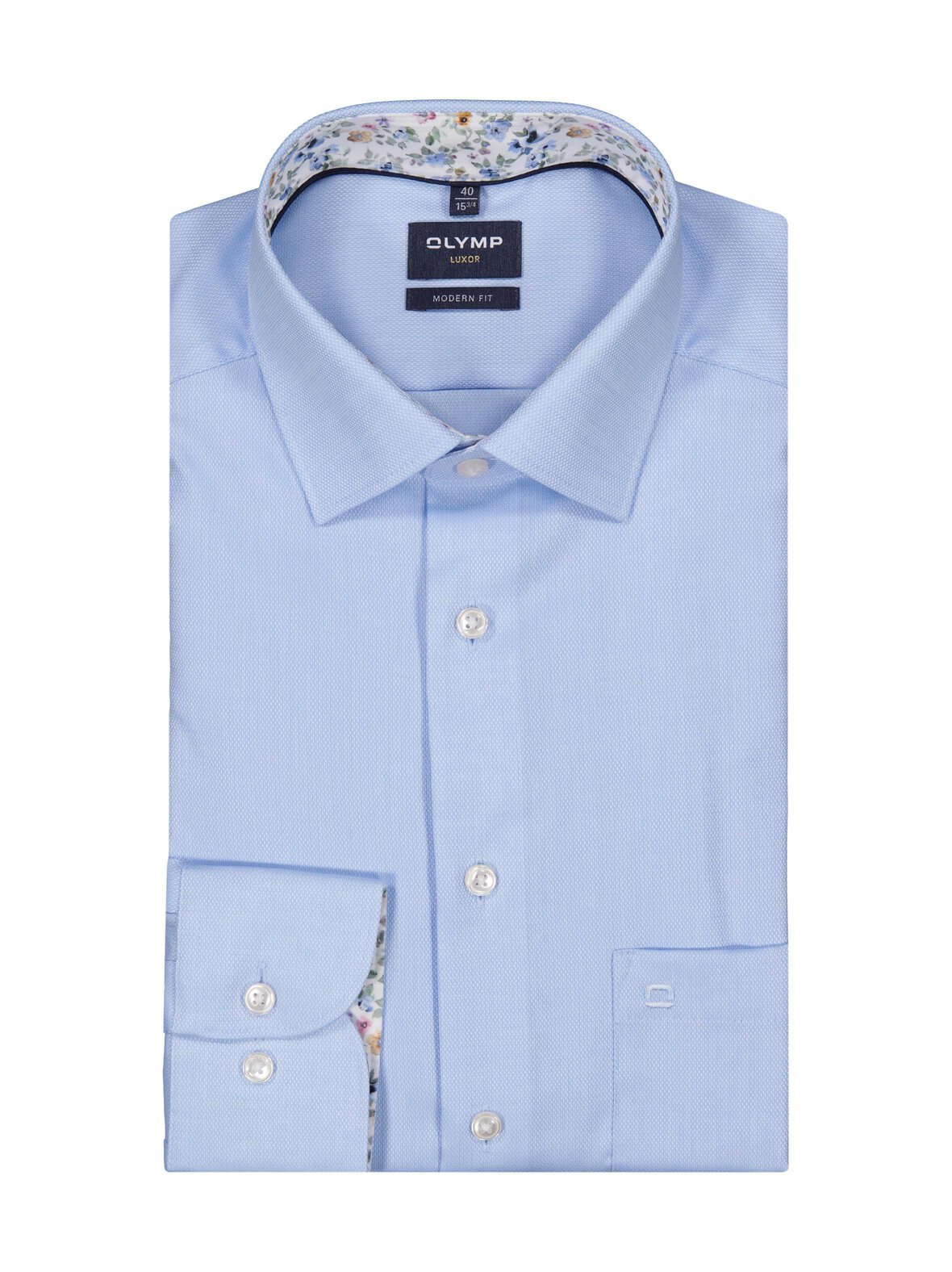 Modern fit contrast trim flower -kauluspaita