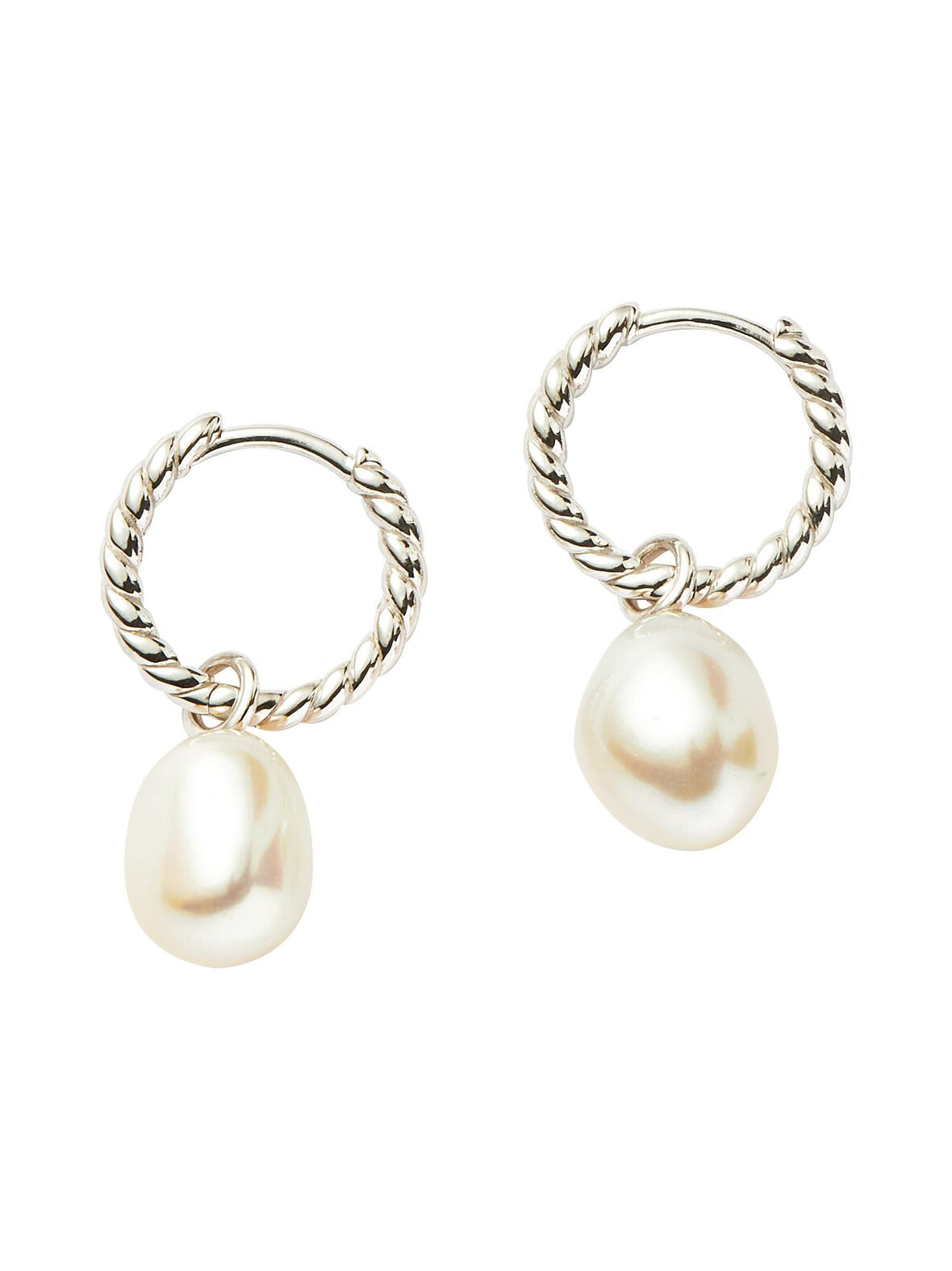 Pearl twisted small drop hoop -korvakorut