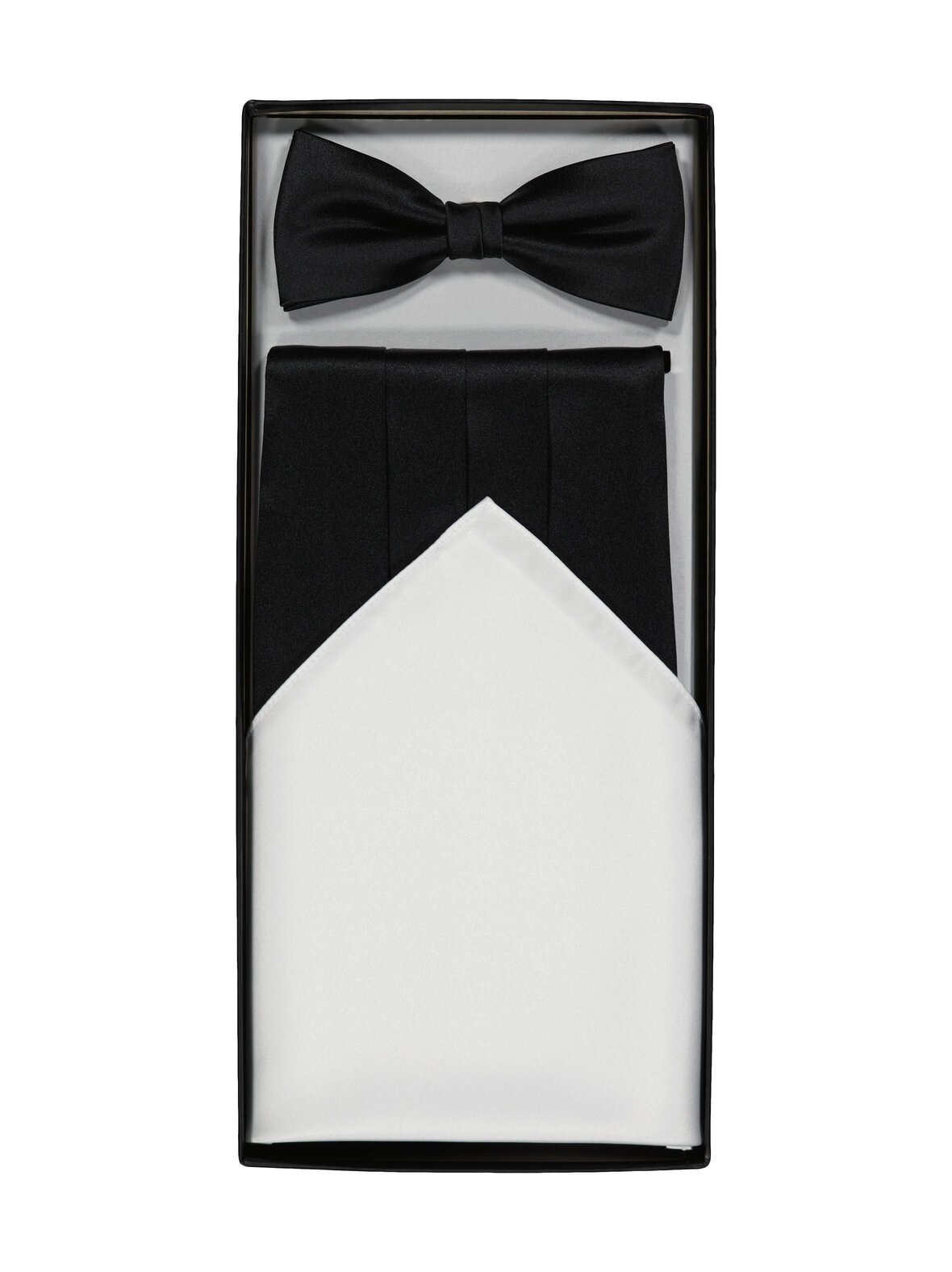 Smokkivyö, taskuliina ja rusetti