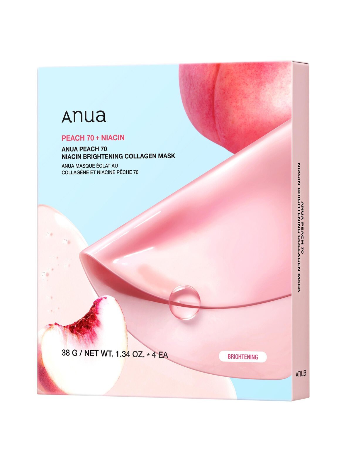 Peach 70 niacin brightening collagen mask -kasvonaamio, 4kpl