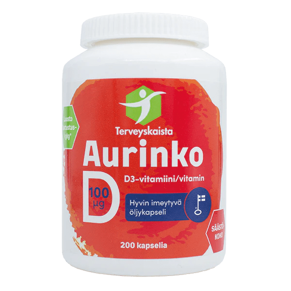 Terveyskaista Aurinko D 100 mikrog 200 kaps 200 kaps