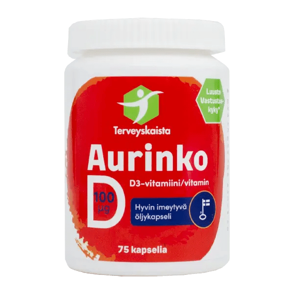 Terveyskaista Aurinko D 100 mikrog 75 kaps