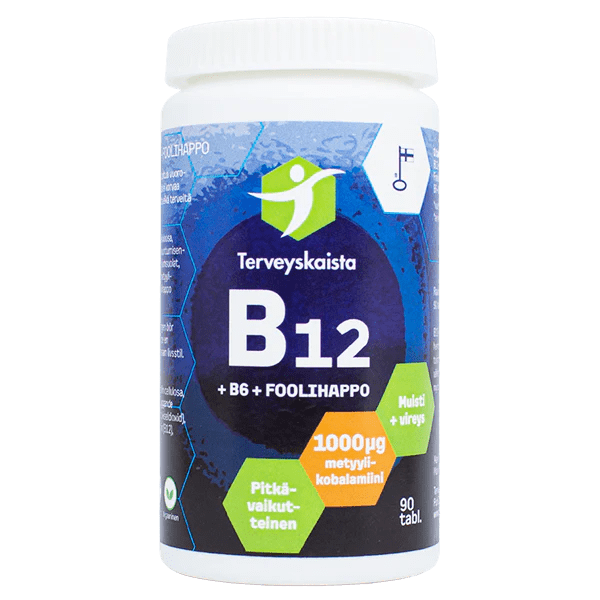 Terveyskaista B12+B6+Foolihappo pitkävaikutteinen 90 tabl