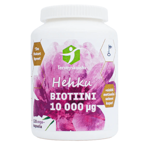 Terveyskaista Hehku Biotiini 10 000 mikrog 120 kaps