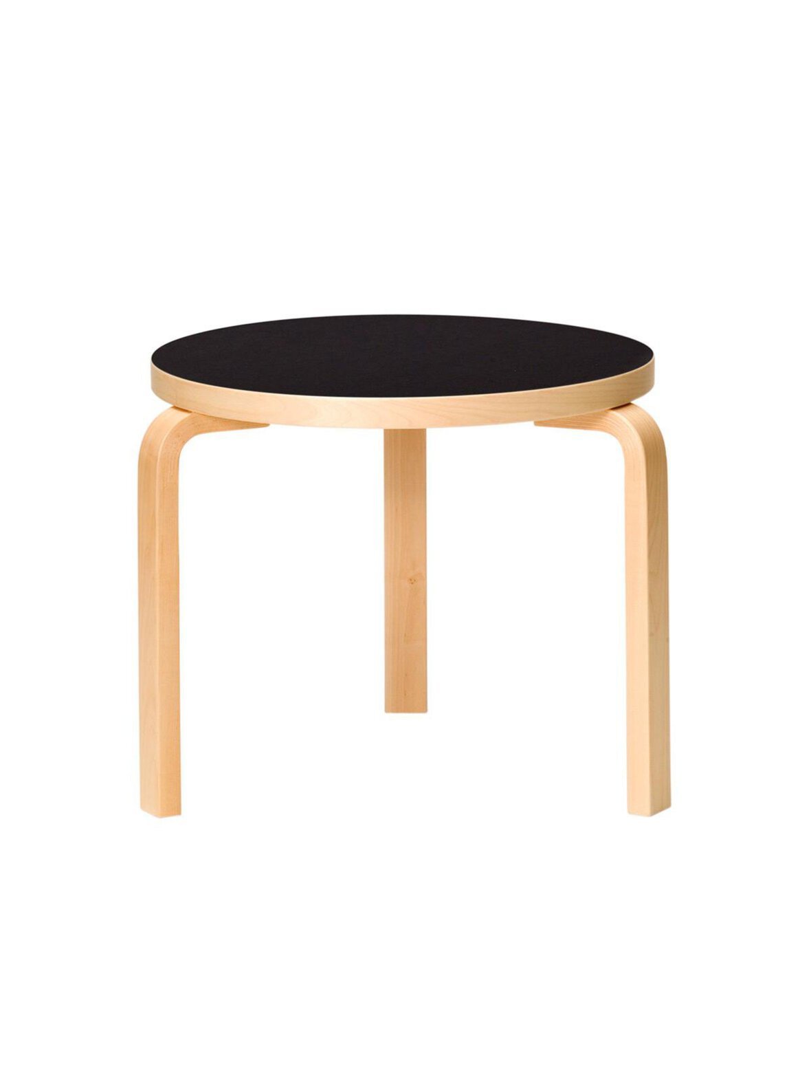 Pöytä 90d koivu/musta ⌀ 48 cm