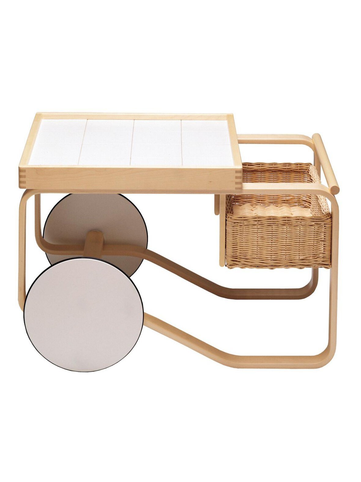 Tarjoiluvaunu 900 koivu/valkoinen