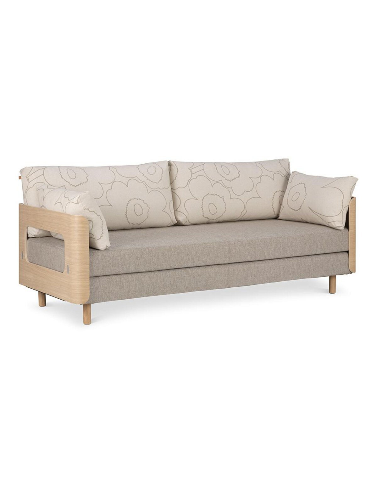 On2 wood -vuodesohva marimekko piirto unikko -kangas / diamonds-kangas 289 l 202 cm