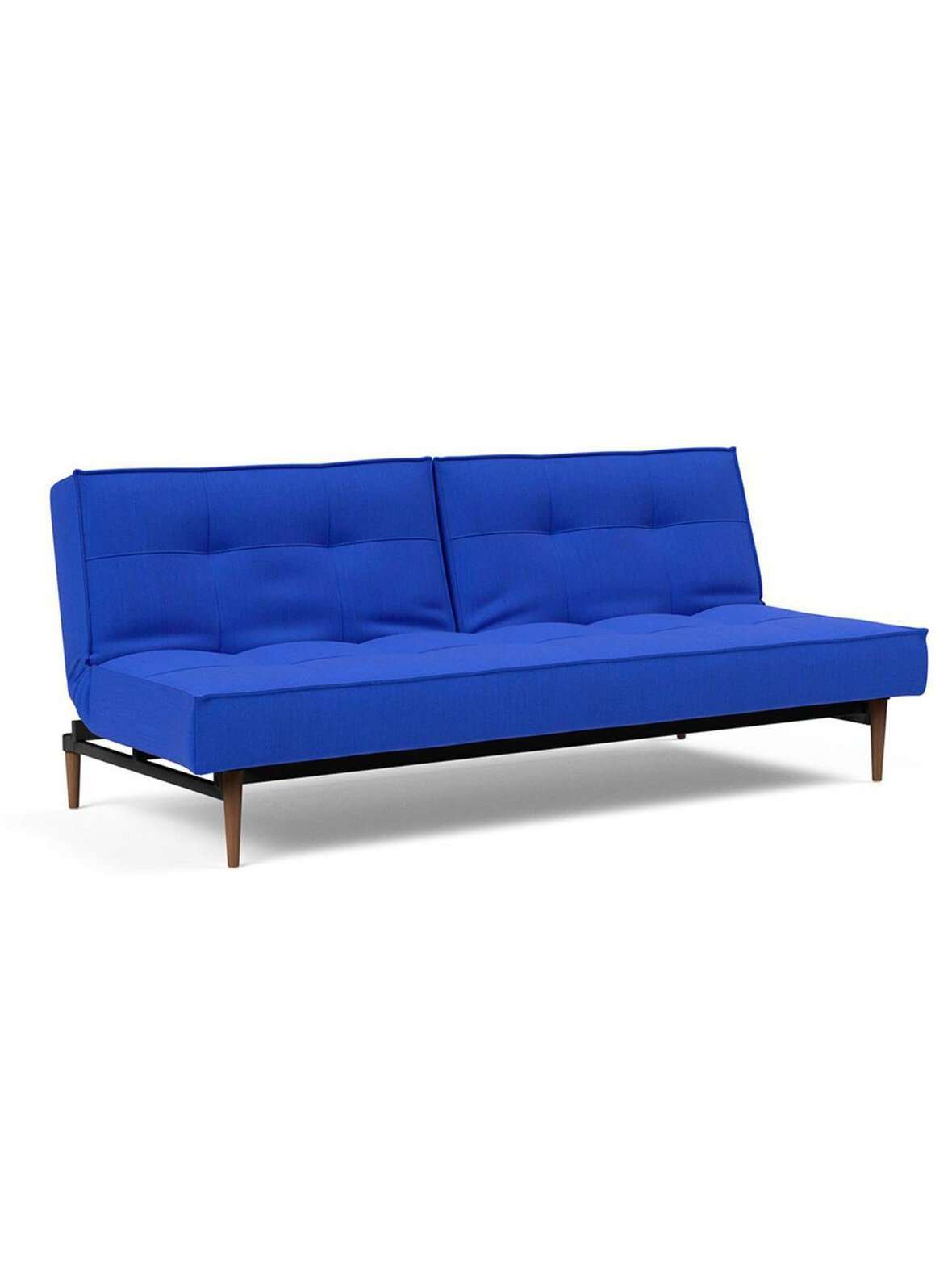 Splitback styletto -vuodesohva elegance-kangas 512 ultramariini / tumma tammi l 210 cm