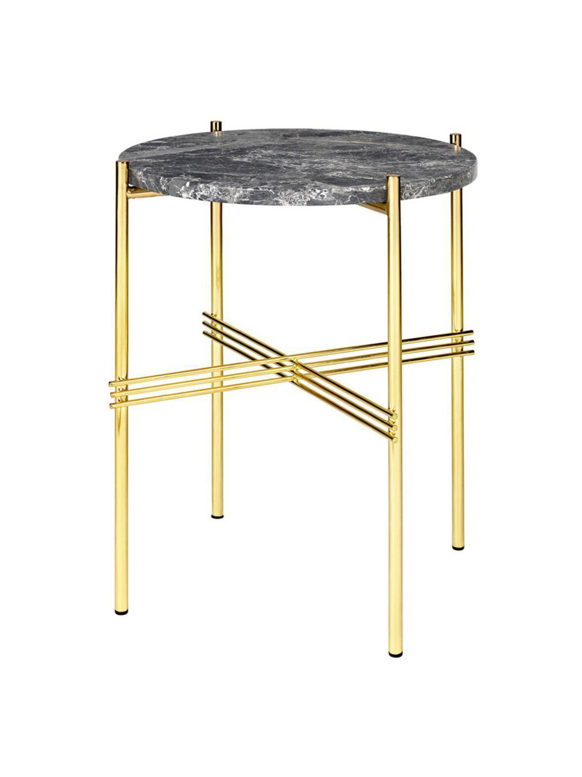 Ts-sivupöytä harmaa marmori / messinki ⌀ 40 cm