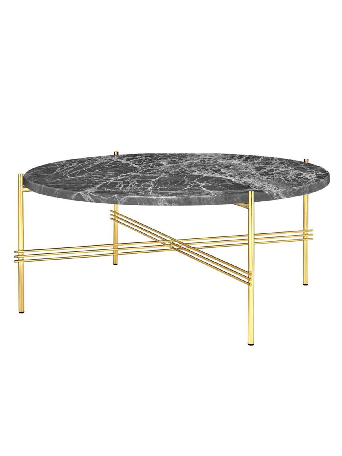 Ts-sohvapöytä harmaa marmori / messinki ⌀ 80 cm