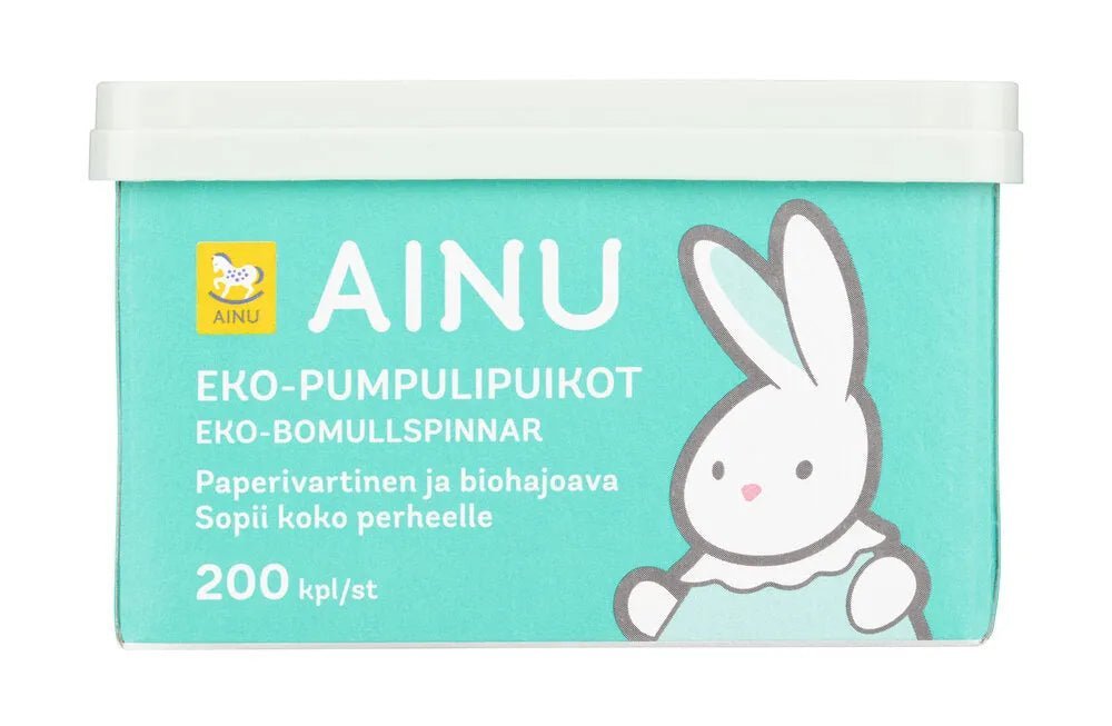 Ainu Eko-Pumpulipuikot 200 kpl