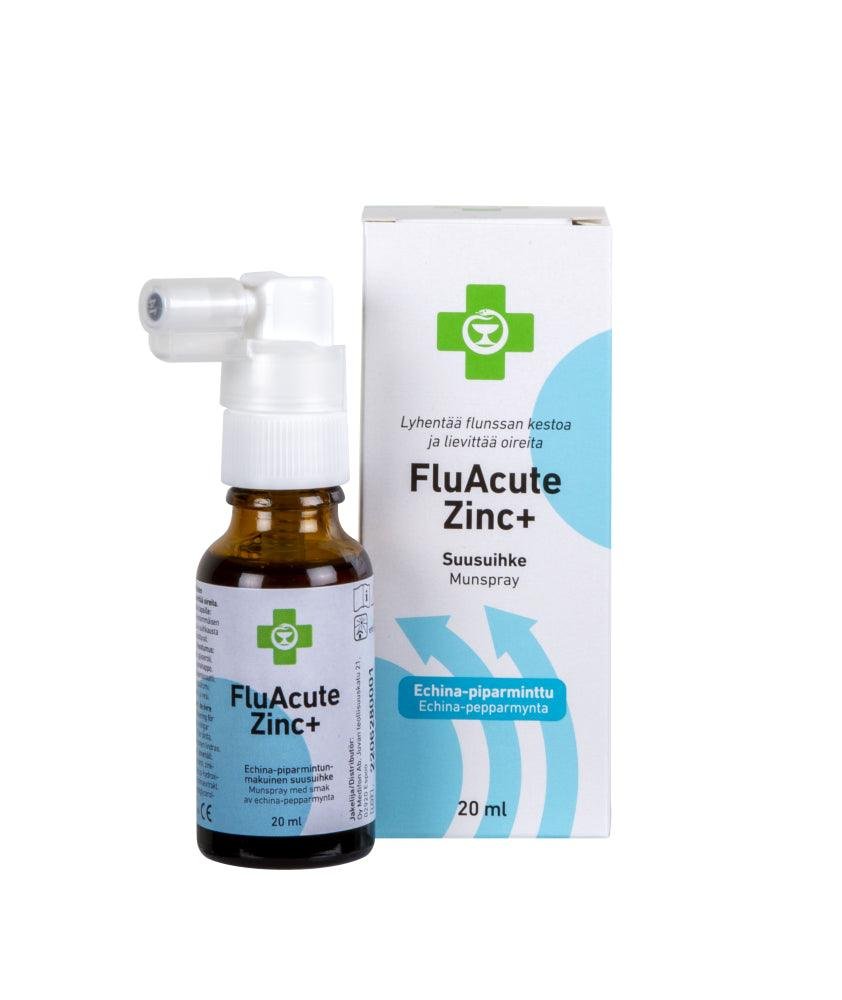 Apteekki Fluacute Zinc+ Echina-Piparminttu, Sinkkiasetaattisuusuihke 20 ml