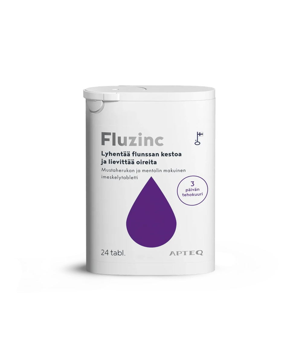 Apteq Fluzinc Mustaherukka, Imeskelytabletti tabl