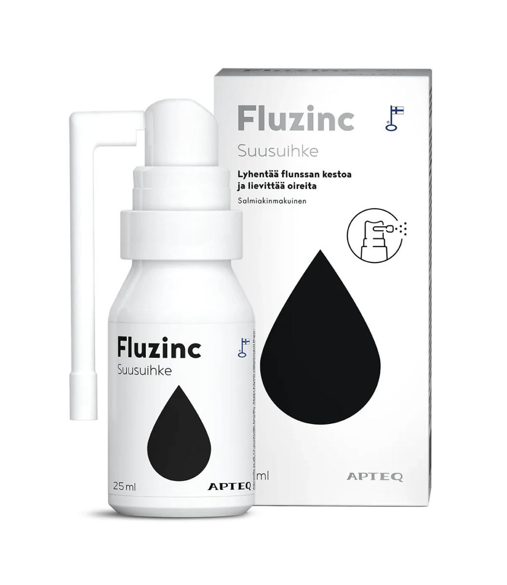 Apteq Fluzinc Suusuihke Salmiakki, 25 ml 25 ml