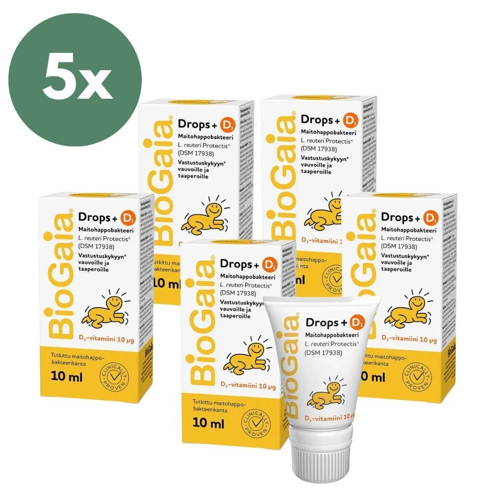Biogaia Drops+D3 maitohappobakteeri x 5 kpl