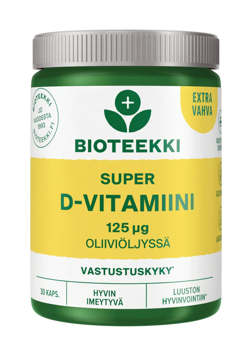 Bioteekki Super D-Vitamiini 125 ug (Oliiviöljyssä) 30 kaps