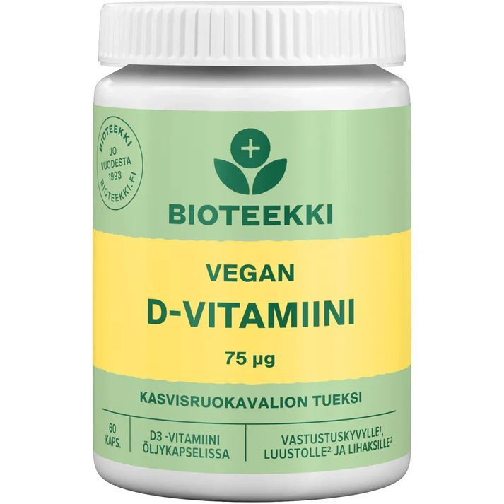 Bioteekki Vegan D-Vitamiini 75 mikrog 60 kaps