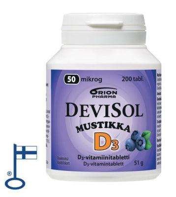 DeviSol Mustikka 50 mcg - D-vitamiini 200 kpl