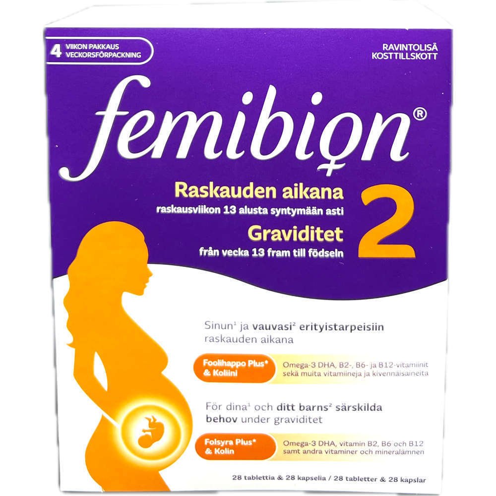 Femibion 2, Raskausajan ravintolisä 28 caps + 28 tabl. 28 caps+28 tabl