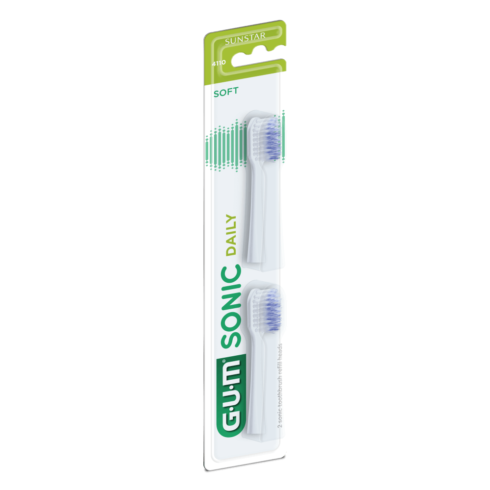 Gum Sonic Daily Vaihtoharjaspäät, Valkoinen 2 kpl