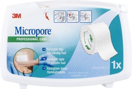 Micropore Kuituteippi, Valkoinen, 2,5 cm x 9,1 m Katkokela 1 kpl