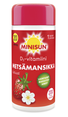 Minisun D-vitamiini 20 mcg - Metsämansikka 200 tabl