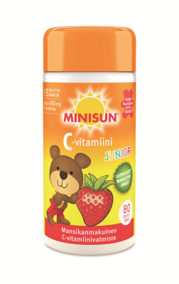 Minisun Junior C-Vitamiini lapselle Mansikka 80 tabl