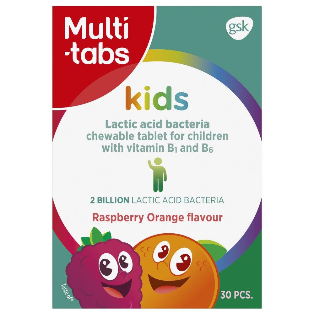 Multi-Tabs Kids Maitohappobakt. + B1- Ja B6-Vitamiini 30 purutabl