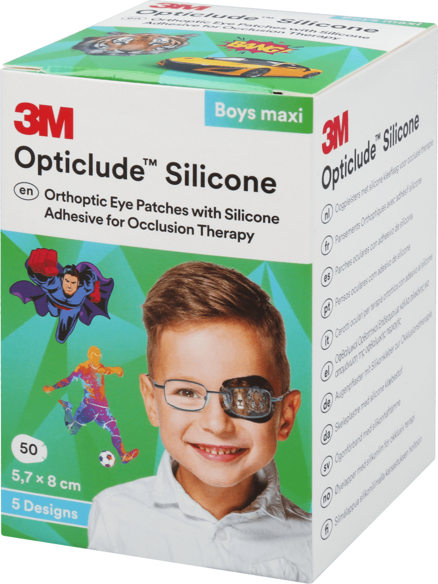 Opticlude Silicone Maxi, yli 6 vuotiaille, 50 kpl lajitelma pojille 50 kpl
